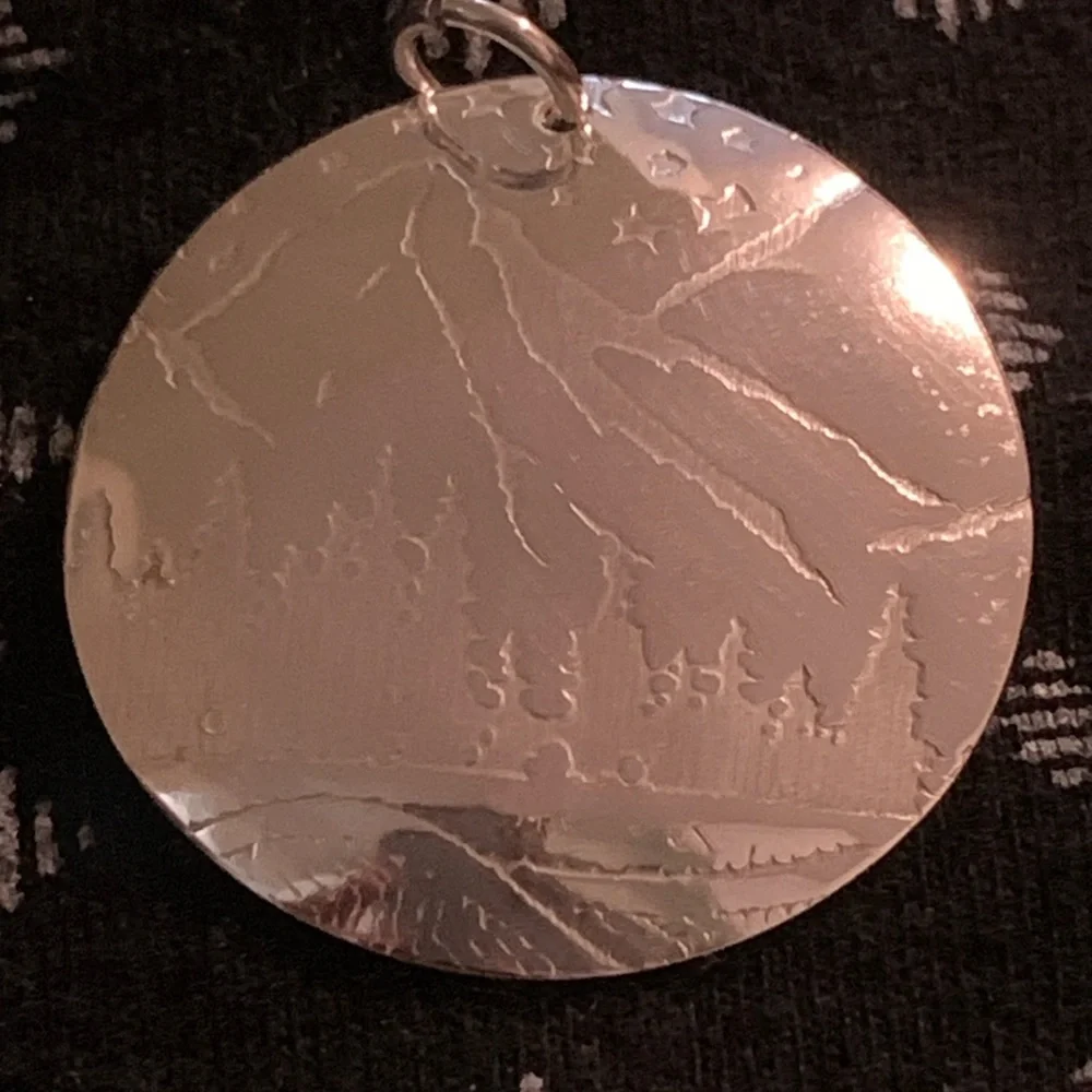 Mountain Vibes. Sterling silver artisan made pendant. One of a kind.